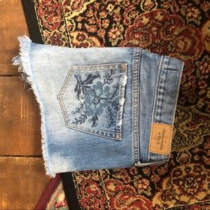 Abercrombie and Fitch Embroidered Cut Offs